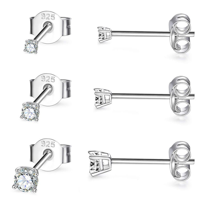 EPIRORA Sterling Silver Stud Earrings for Women- 3 Pairs Tiny Ball Stud Earrings Round CZ Cubic Zirconia Earrings Pearl Earrings Set Cartilage Small Tragus Earrings(2mm,3mm,4mm) - Image 1